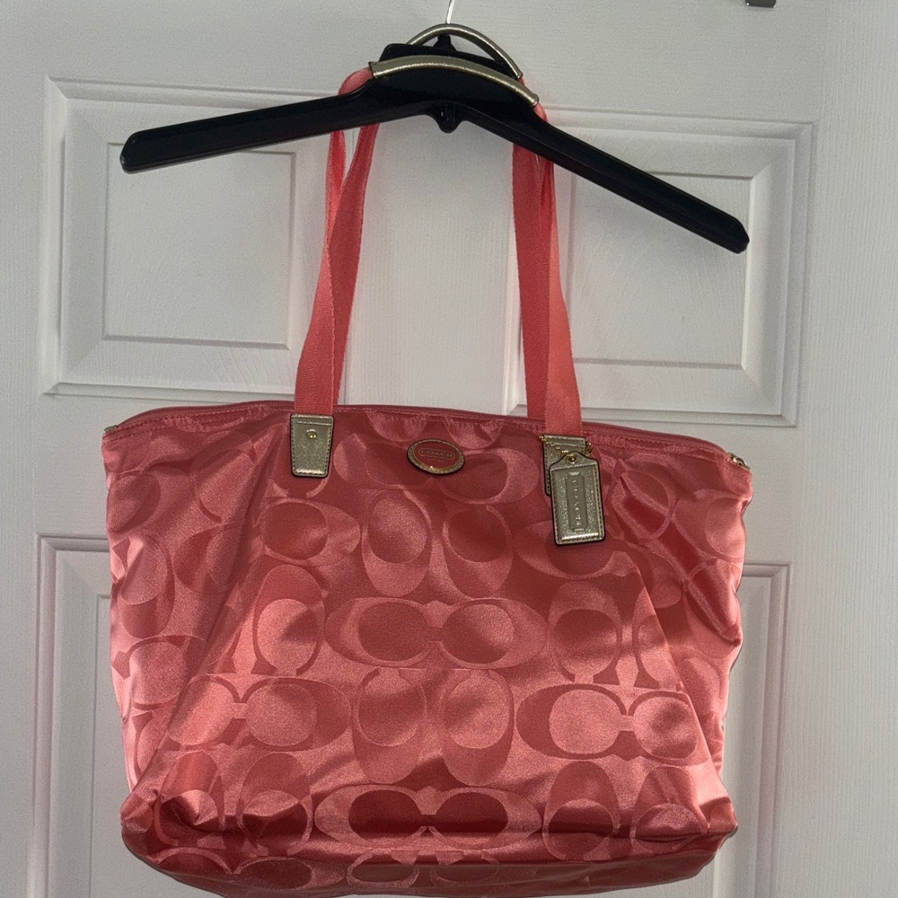 Coach Coral Signature Tote Bag